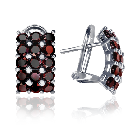 Серьги из серебра с натуральным гранатом