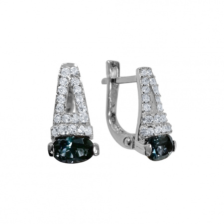 Серьги из серебра с топазами и фианитами