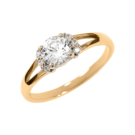 Кольцо из красного золота с фианитами