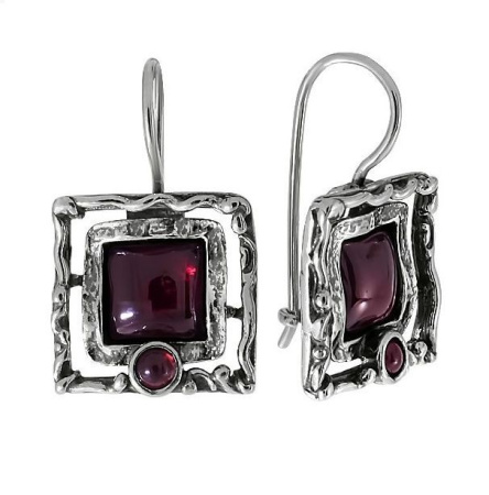 Серьги из серебра с гранатом DEN'O (Израиль)