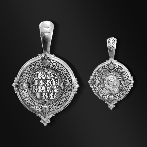 Образок из серебра Казанская икона Божией Матери.