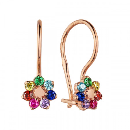Серьги Цветик-Семицветик из золота с цветными фианитами