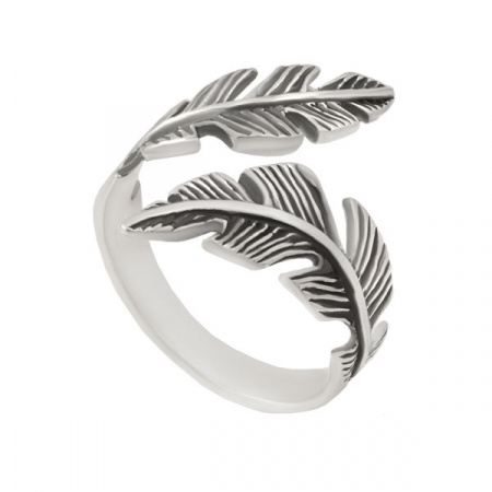 Кольцо Перышко из серебра с чернением