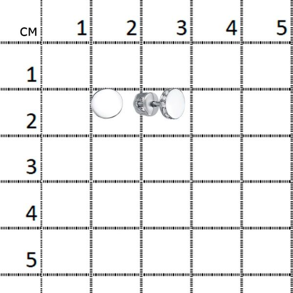 Серьги пусеты из серебра с фианитами