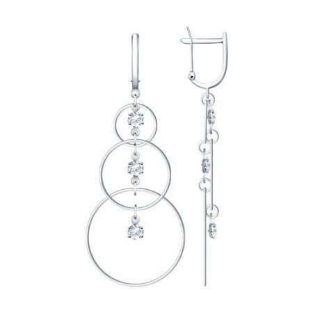 Серьги из серебра с фианитами (SOKOLOV)