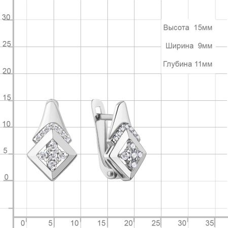 Серьги из серебра с фианитами