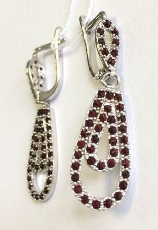 Серьги из серебра с натуральным гранатом