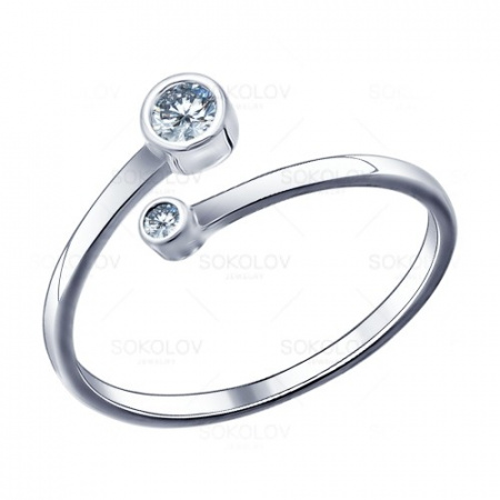 Тонкое кольцо «Fashion» из серебра с фианитами (SOKOLOV)