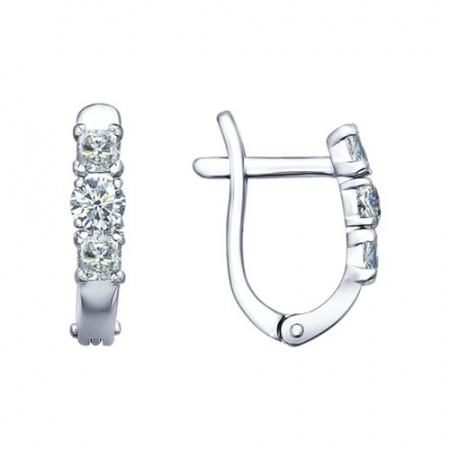 Серьги из серебра с фианитами