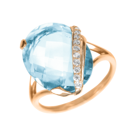 Кольцо из красного золота с топазом и цирконами