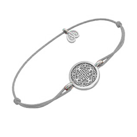 Браслет АНГЕЛ-ХРАНИТЕЛЬ из серебра на серой нити