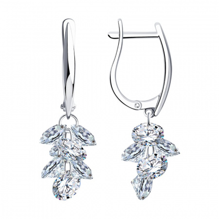 Серьги из серебра с фианитами (SOKOLOV)