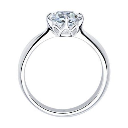 Помолвочное кольцо из серебра с фианитом