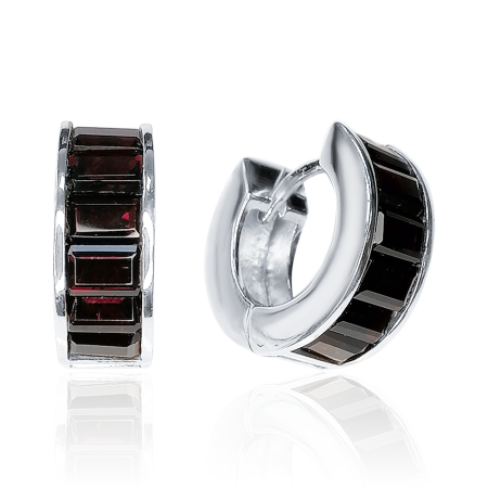 Серьги из серебра с натуральным гранатом
