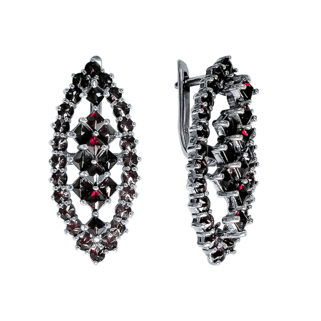 Серьги из серебра с натуральным гранатом