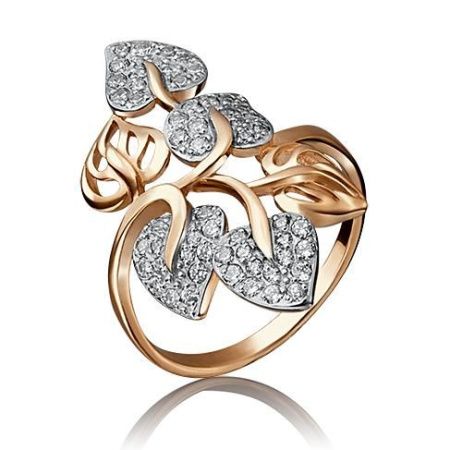 Кольцо из красного золота с фианитами Березка