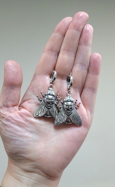 Серьги Мухи из серебра без вставок