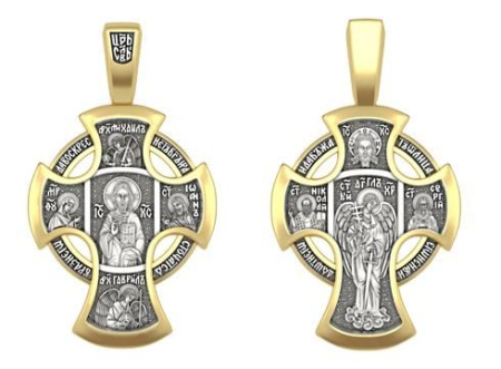 Крест ДЕИСУС. АНГЕЛ ХРАНИТЕЛЬ из серебра с позолотой