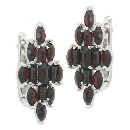 Серьги из серебра с натуральным гранатом