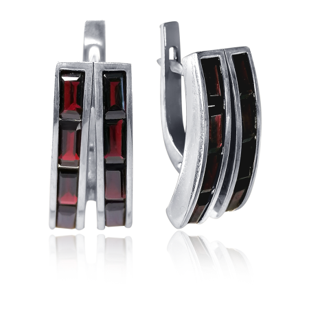 Серьги из серебра с натуральным гранатом