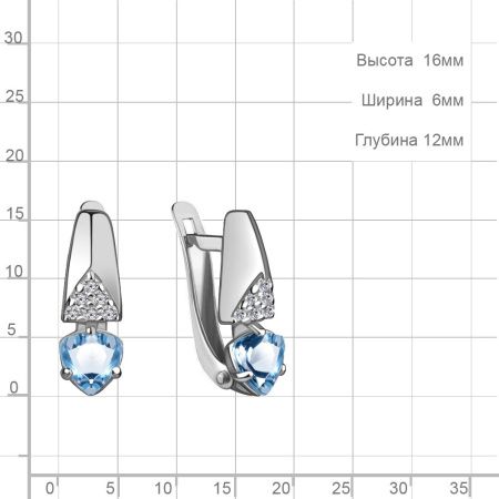 Серьги из серебра с топазами и фианитами