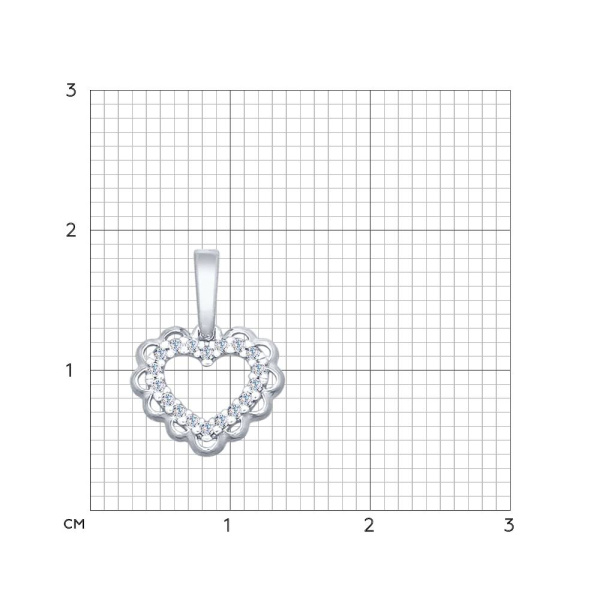 Кулон Сердце из серебра с фианитами (SOKOLOV)