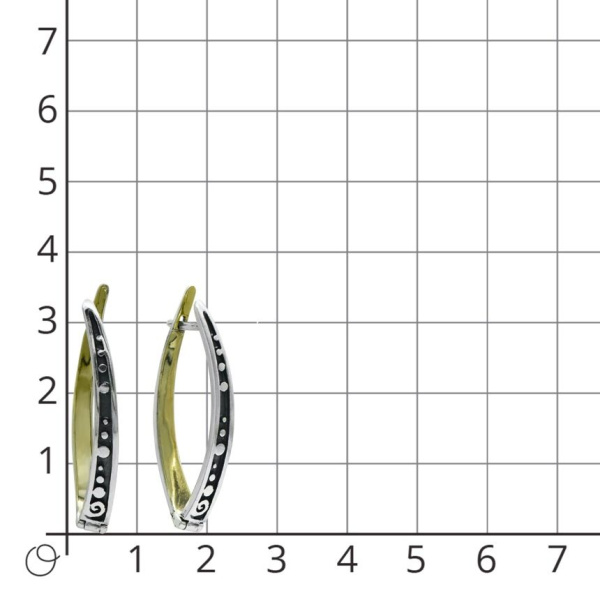 Стильные серьги из черненого серебра с золотыми пластинами