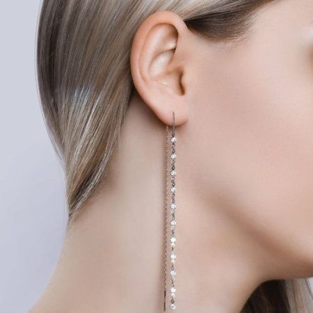 Серьги-цепочки из серебра с открытыми фианитами (SOKOLOV)