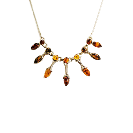 Колье из серебра с натуральным янтарем