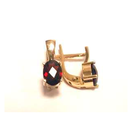 Серьги из серебра с натуральным гранатом (Чехия)