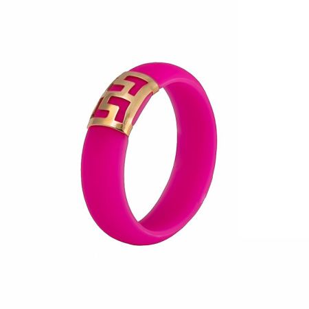 Силиконовое кольцо со вставкой из красного золота с греческим орнаментом