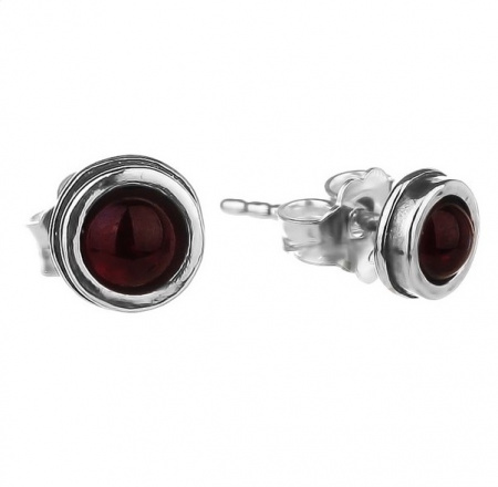 Серьги-пусеты из серебра с гранатом DEN'O