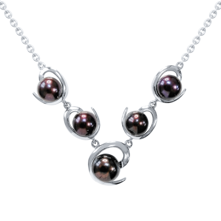 Колье из серебра с натуральным жемчугом