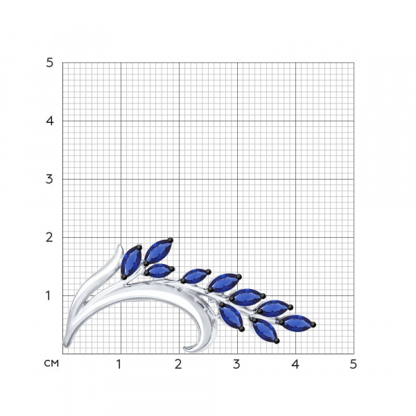 Брошь из серебра с синими фианитами (SOKOLOV)