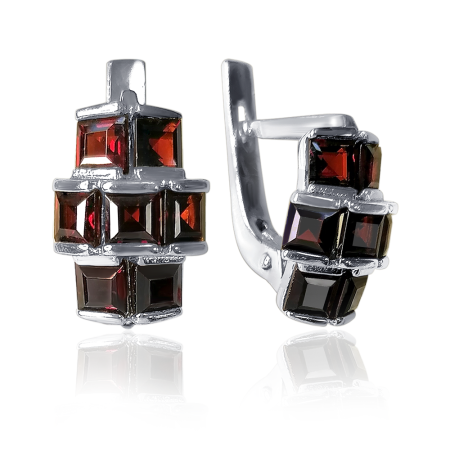 Серьги из серебра с натуральным гранатом