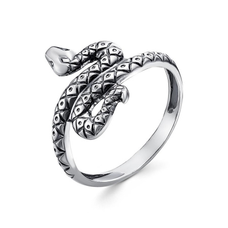 Кольцо Змейка из черненого серебра без вставок