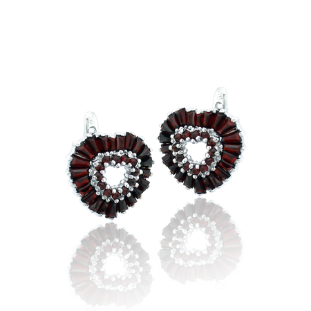 Серьги из серебра с натуральным гранатом