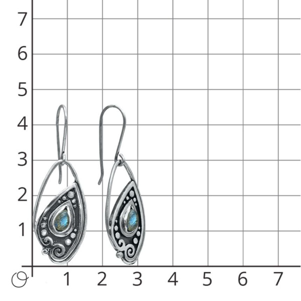 Серьги из черненого серебра с лабрадором