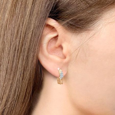 Серьги из позолоченного серебра с фианитами