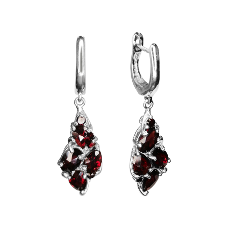 Серьги из серебра с натуральным гранатом
