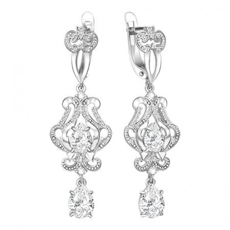 Серьги из серебра с фианитами