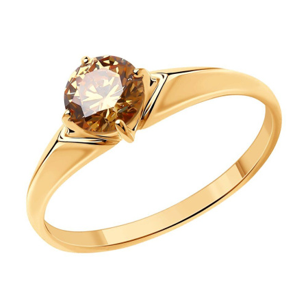 Кольцо из позолоченного серебра с фианитом