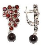 Серьги из серебра с натуральным гранатом Серьги из серебра с натуральным гранатом