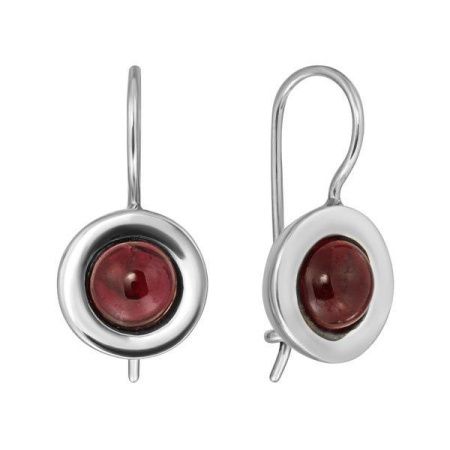 Серьги Den'o из серебра с натуральным гранатом