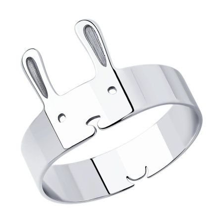 Кольцо Зайчик из серебра без вставок