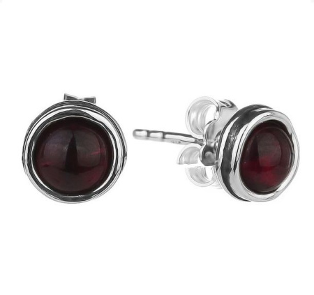 Серьги-пусеты DENO арт.01E229GR из серебра с гранатом
