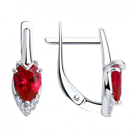 Серьги из серебра с корундами и фианитами