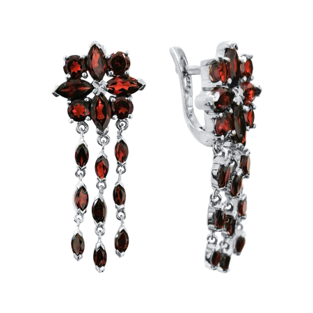 Серьги из серебра с натуральным гранатом