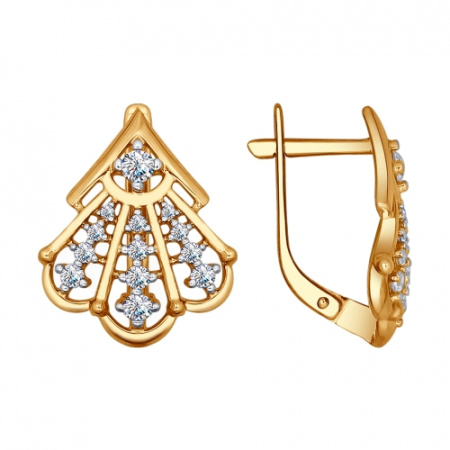серьги из золоченого серебра с фианитами (SOKOLOV)