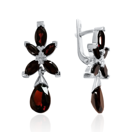 Серьги из серебра с натуральным гранатом